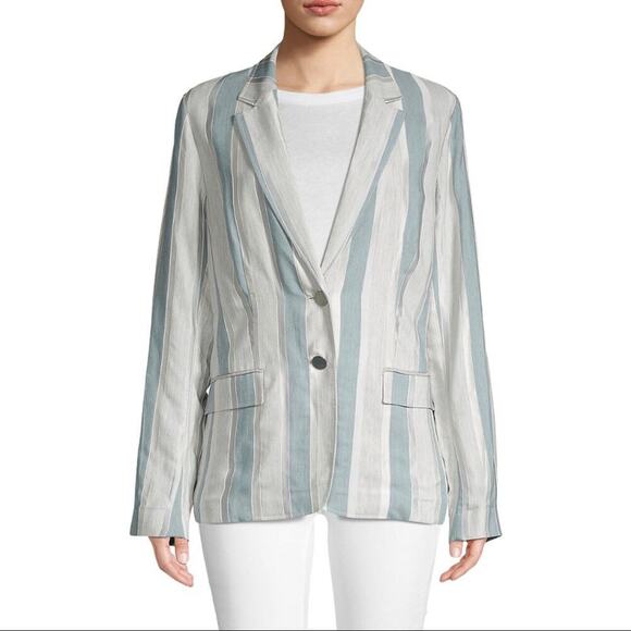 Lafayette 148 NY Vangie Vertical Striped Two Button Blazer Jacket Size 2 Job